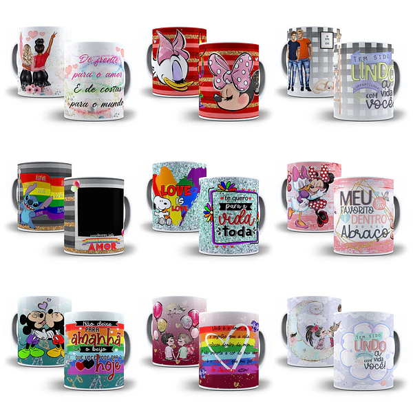 10 Artes para Caneca e Homoafetiva Editável em Corel Draw