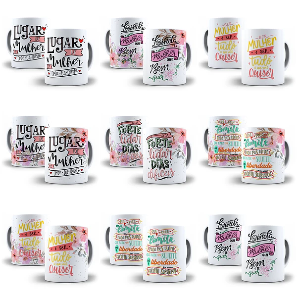 10 Artes para Caneca Frases Mulheres Arquivos em CorelDraw