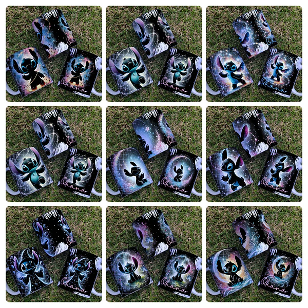 10 Artes para Caneca Stitch Black Arquivo Editável