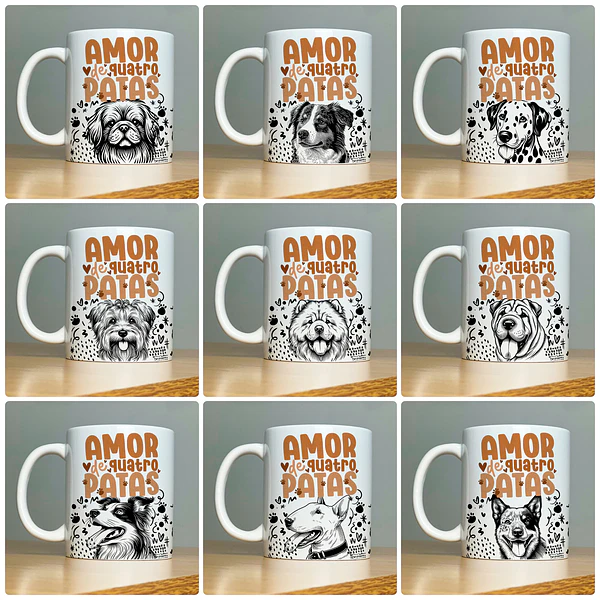 110 Artes para Canecas Pets Vol.1  Arquivo em Jpg