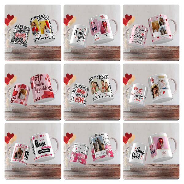 14 Artes para Caneca Dia dos namorados Eu&Voce Arquivo Editável