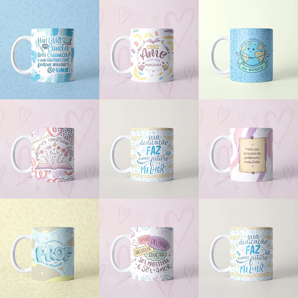16  Artes Caneca Dia dos Professores  Sublimação Arquivos em Jpg