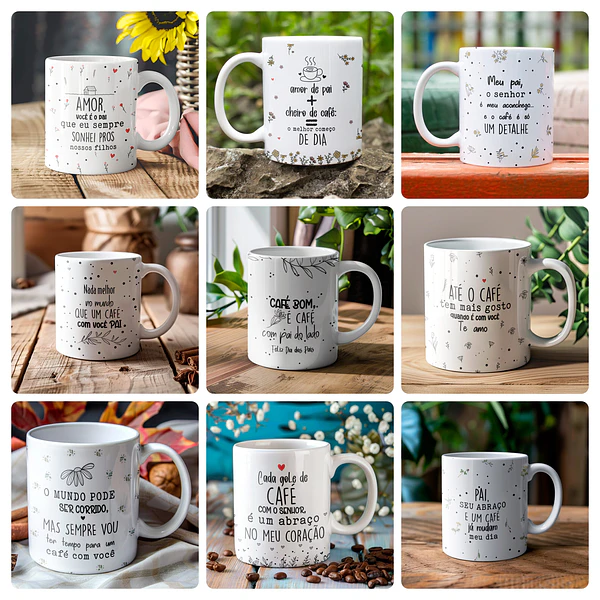 18 Artes para Caneca e Azulejo Dia dos Pais Minimalista Arquivo Editável