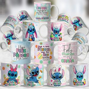 7 Arte para Caneca Páscoa Stitch Arquivo Editável