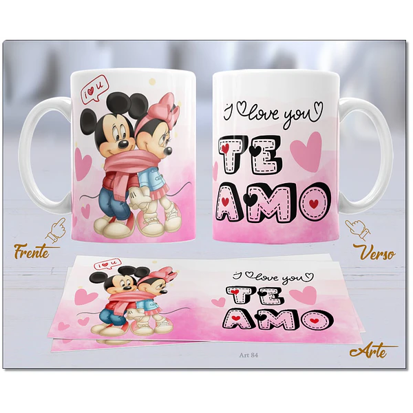 20 Artes para Caneca Dia dos Namorados Mickey e Minnie Arquivo Editável