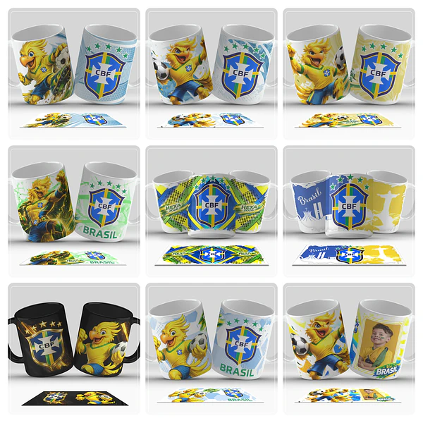 20 Artes para Caneca e Copo Chopp Brasil Copa do Mundo 2026 Arquivo em Jpg