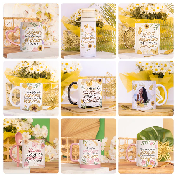 20 Artes para Caneca Floresça Frases Motivacionais Arquivo em Png
