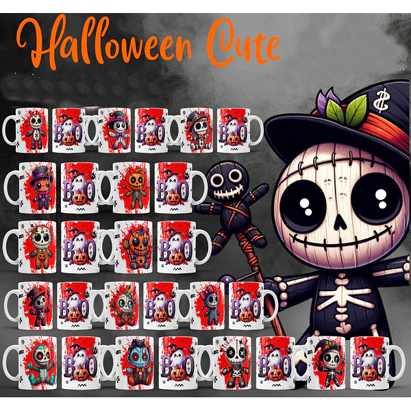 22 Artes para Caneca Halloween Cute Arquivo Editável