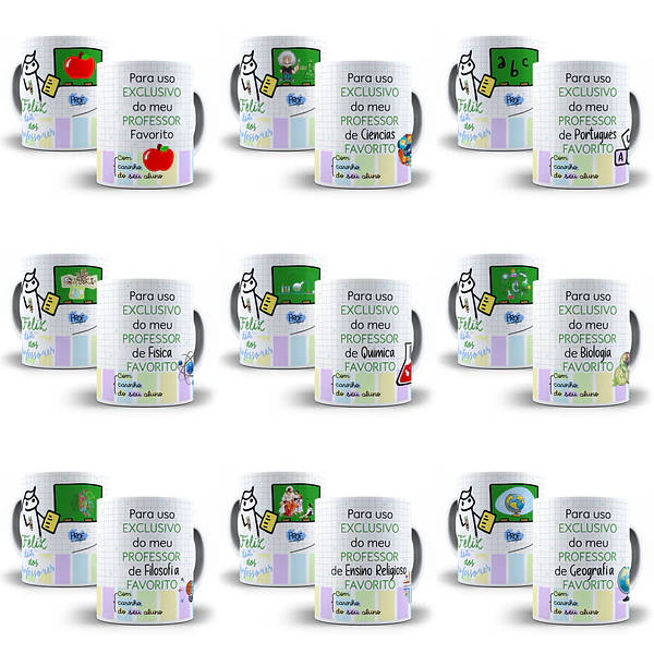 24 Artes Caneca Meu Professor Favorito Sublimação Arquivos em Corel Draw + Jpg