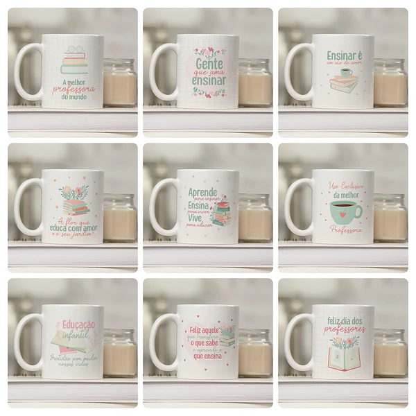 25  Artes para Caneca Dia dos Professores Arquivo Editável