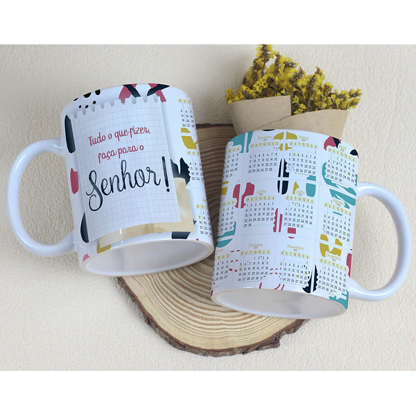 6 Artes para Caneca Calendário 2025 Frases Arquivo Editável