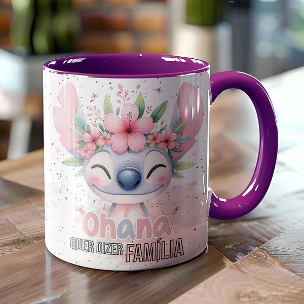 6 Artes para Canecas Ohana Stitch Arquivo em Jpg