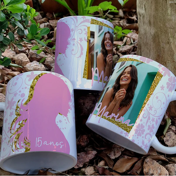 7 Artes para Caneca Aniversário 15 Anos Arquivo Editável