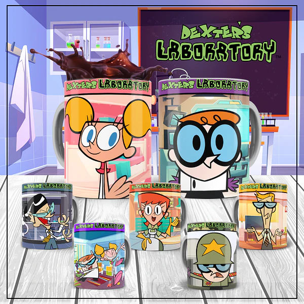 7 Artes para Caneca Laboratório Dexter Arquivo Editável