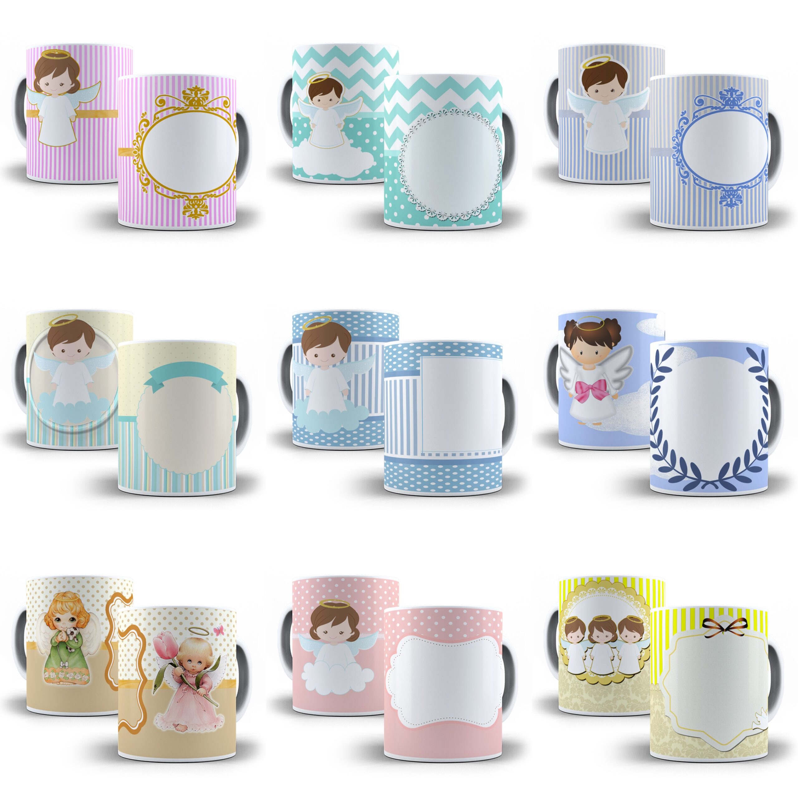 80 Artes para Caneca Batizado Batismo Editável em Photoshop e Corel Draw