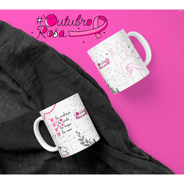 Artes Caneca Outubro Rosa Poema Sublimação Baixar Grátis