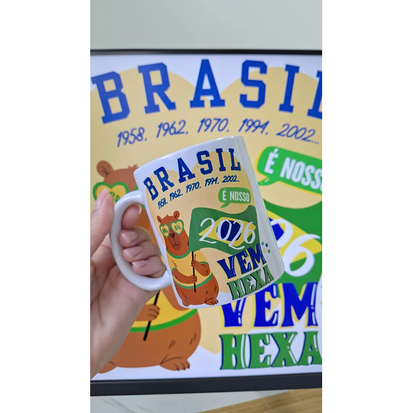 Artes para Caneca Brasil Hexa vem Arquivo em Png