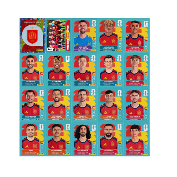 Figurinhas Espanha Copa 2026 para Imprimir (PDF) | Seleção Completa