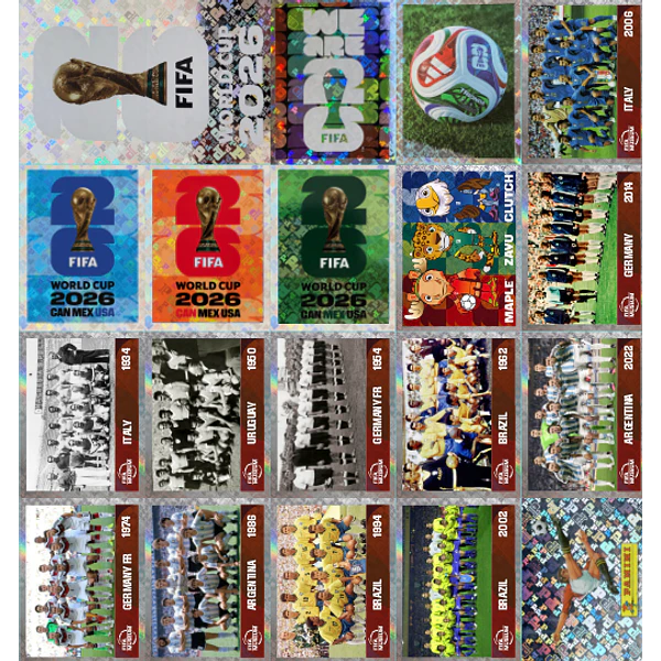Figurinhas Holográficas FWC e Escudos das Seleções Copa 2026 para Imprimir (PDF)