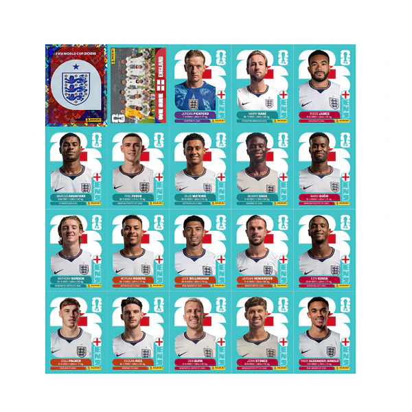 Figurinhas Inglaterra Copa 2026 para Imprimir (PDF) | Seleção Completa