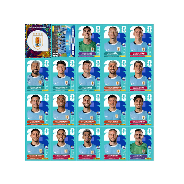 Figurinhas Uruguai Copa 2026 para Imprimir (PDF) | Seleção Completa