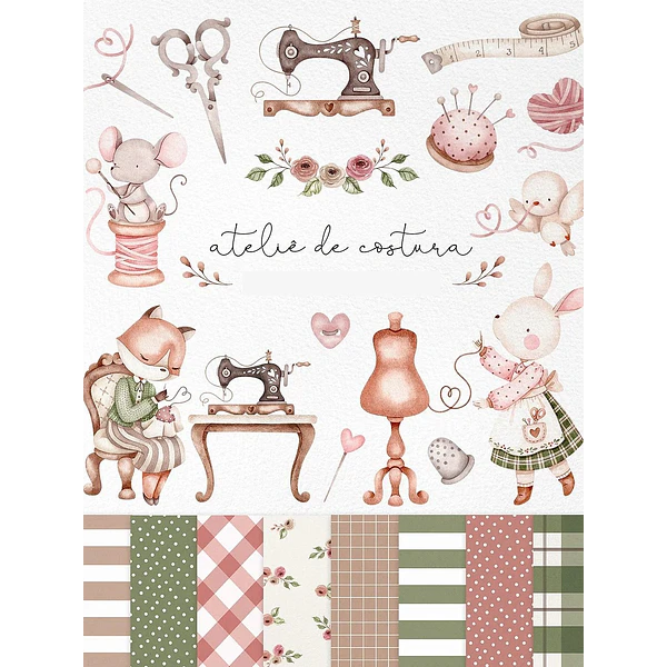 Kit Digital Ateliê de Costura em Png