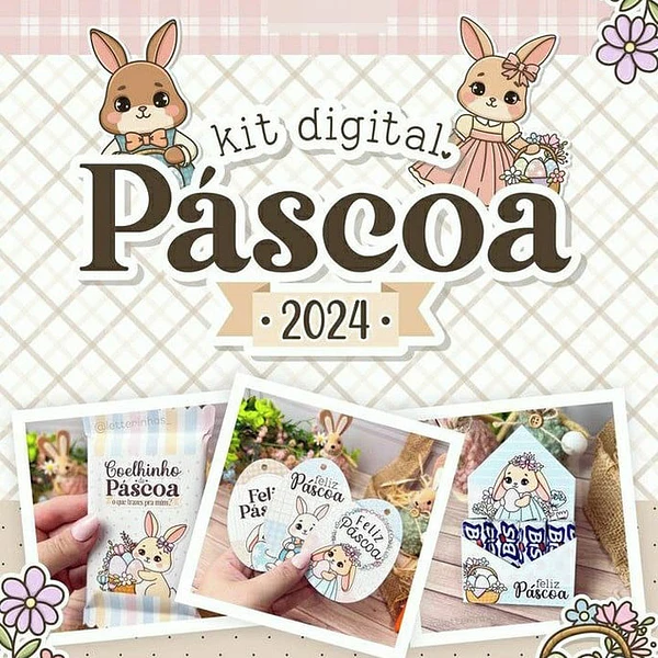 Kit Digital Cartões Tags Pascoa em Jpg