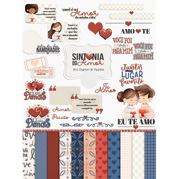 Kit Digital Dia dos Namorados Sintonia do Amor Arquivos em Png