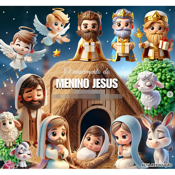 Kit Digital Natal Nascimento de Jesus 3d em Png