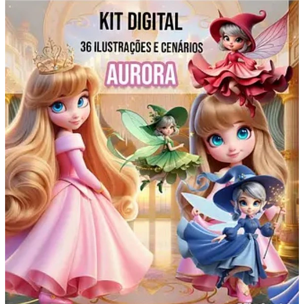 Kit Digital Princesa Aurora em Png