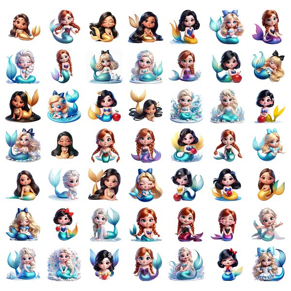 Kit Digital Princesas Sereias Arquivos em Png