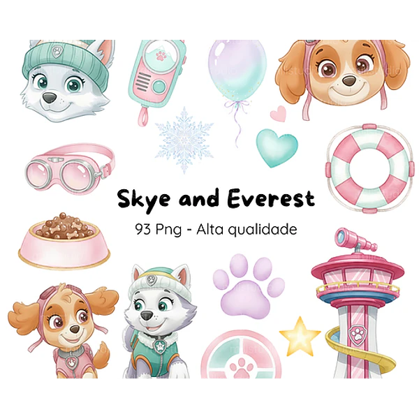 Kit Digital Skye e Everest Aquarela em Png