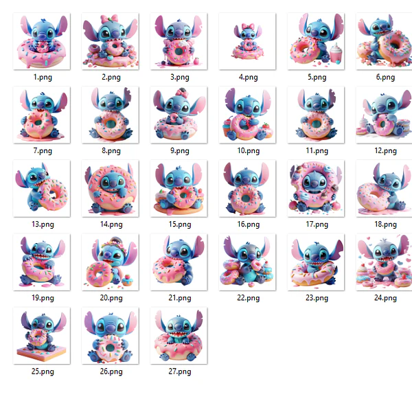 Kit Digital Stitch Dunuts em Png