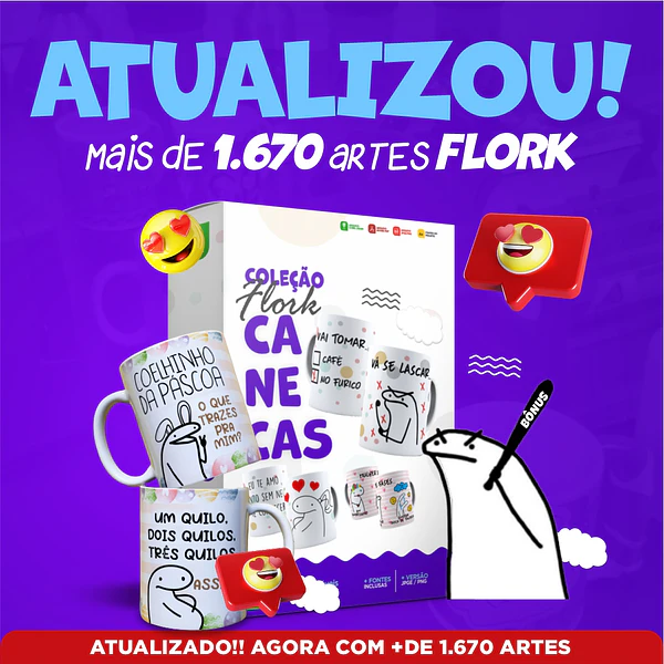 Pack Artes Caneca Flork Bento Memes Completo Arquivos Jpge + Mockups