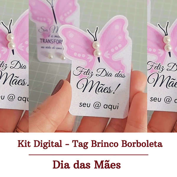 Tag para Brincos Dia das Mães Arquivo de Corte em PNG e PDF para Baixar